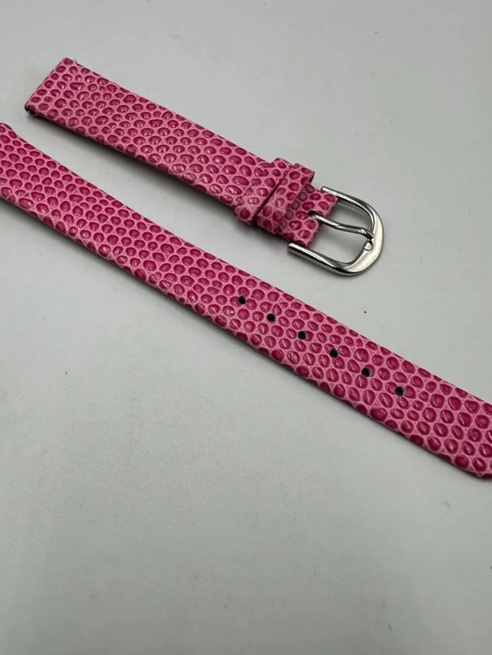 3/$30 Croton Replacement Watch Band Pink 14MM Embossed Leather Silver Buckle
